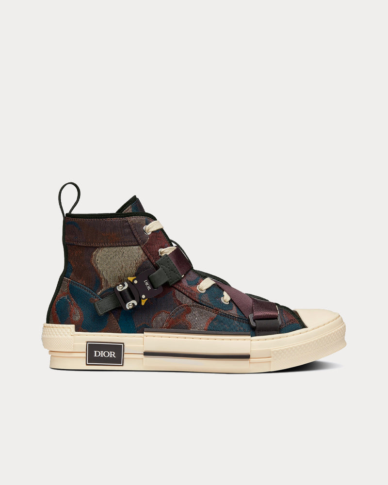 Dior x Peter Doig B23 Brown Camouflage Jacquard High Top Sneakers - 1