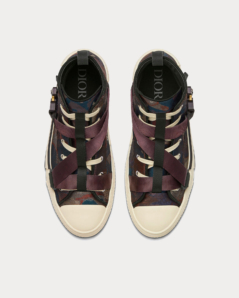 Dior x Peter Doig B23 Brown Camouflage Jacquard High Top Sneakers - 2