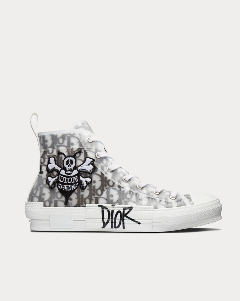 Dior x Stussy B23 Oblique Canvas Bee Embroidery Patch Black & White High Top Sneakers - 1