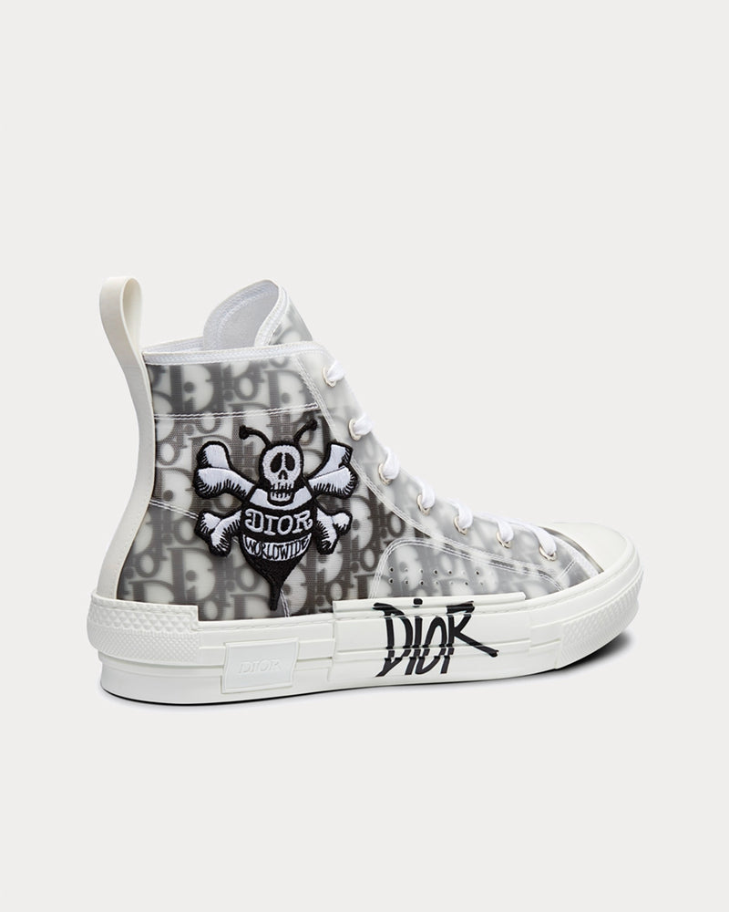 Dior x Stussy B23 Oblique Canvas Bee Embroidery Patch Black & White High Top Sneakers - 3