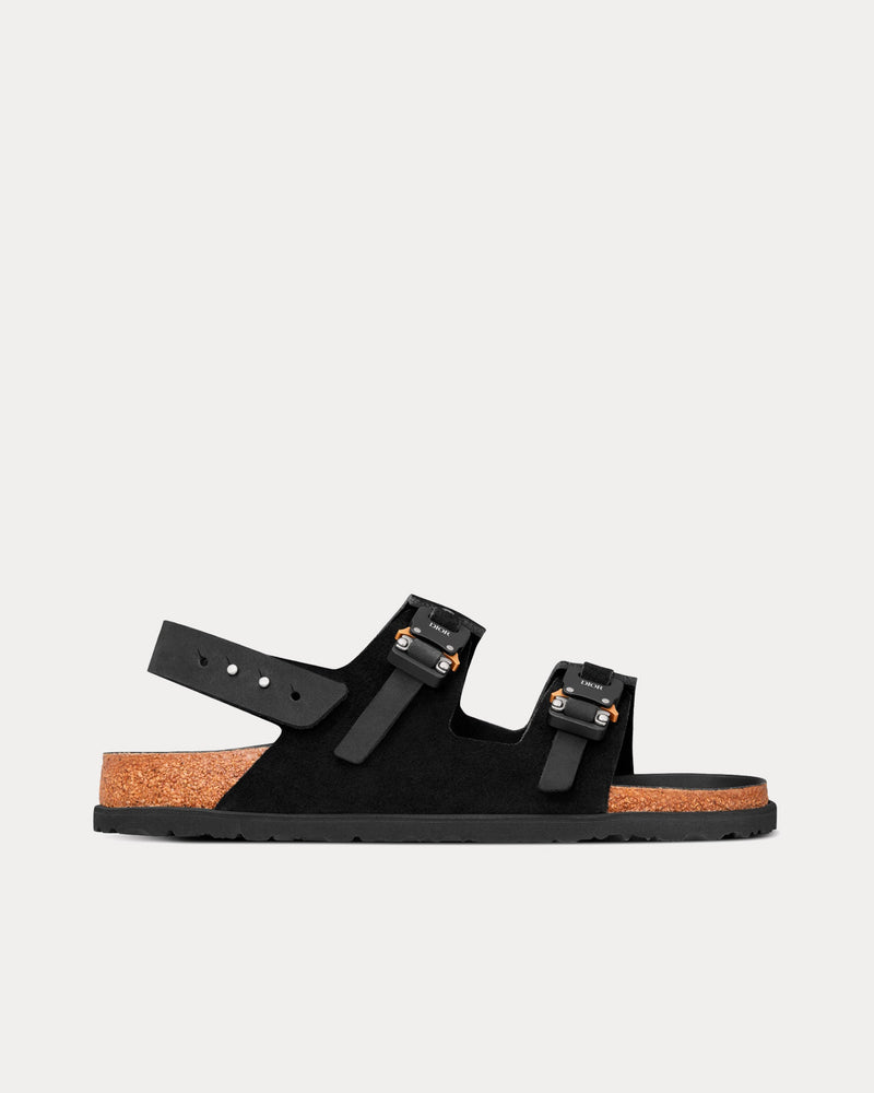 Dior x Birkenstock Milano Black Nubuck Calfskin Sandals - 1