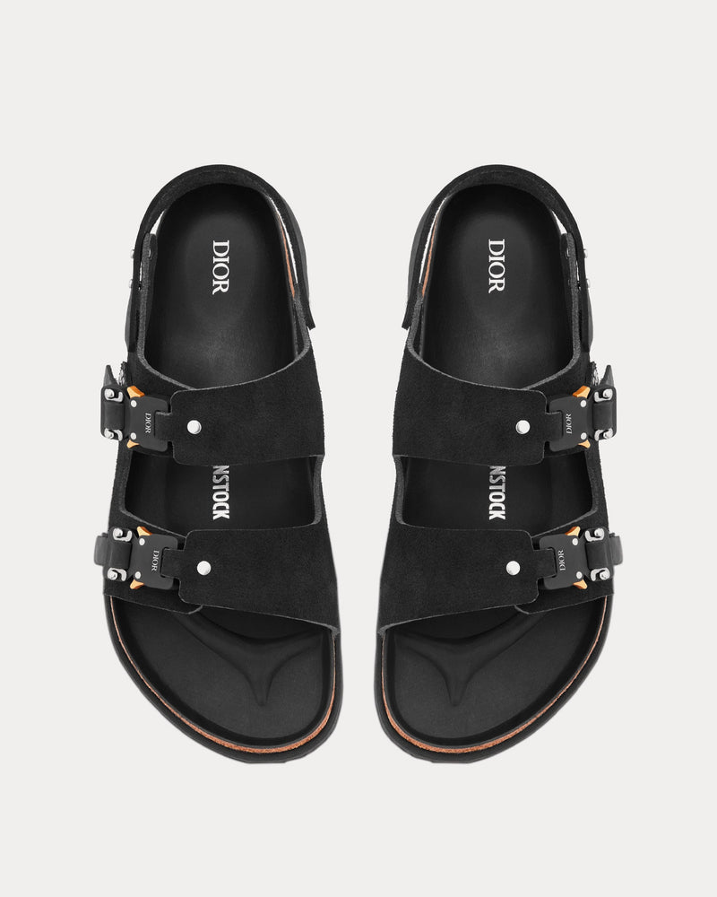 Dior x Birkenstock Milano Black Nubuck Calfskin Sandals - 2