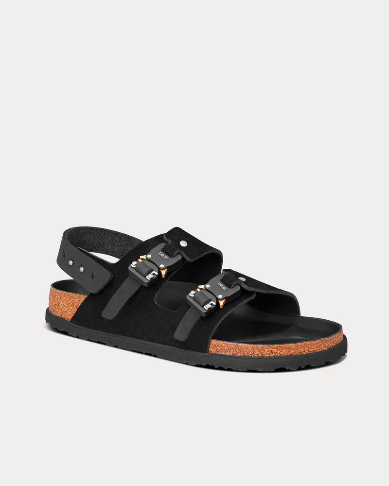 Dior x Birkenstock Milano Black Nubuck Calfskin Sandals - 3