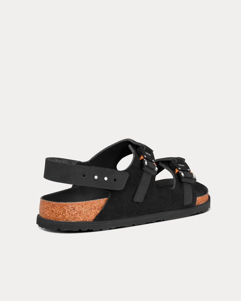 Dior x Birkenstock Milano Black Nubuck Calfskin Sandals - 4