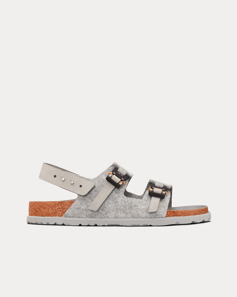 Dior x Birkenstock Milano Dior Gray Felted Wool and Nubuck Calfskin Sandals - 1