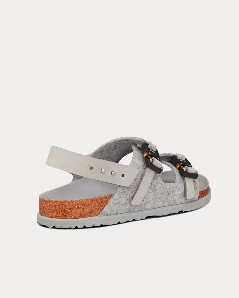 Dior x Birkenstock Milano Dior Gray Felted Wool and Nubuck Calfskin Sandals - 4