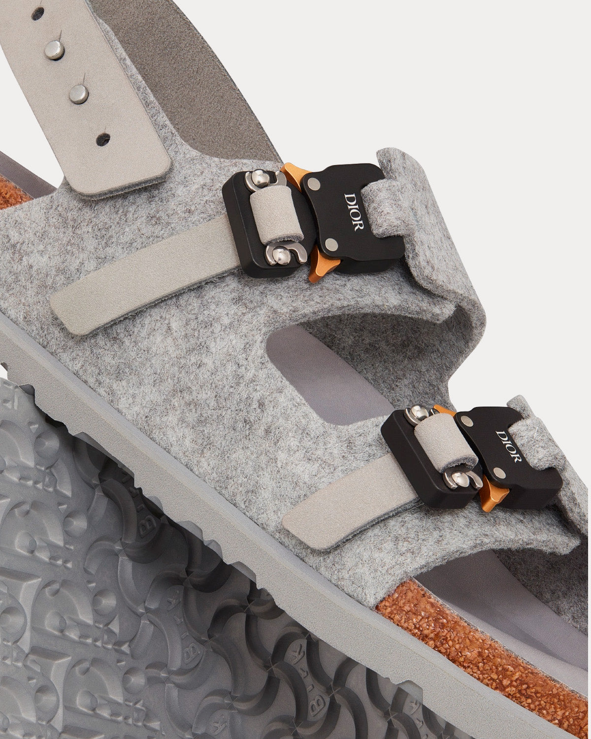 Dior x Birkenstock Milano Dior Gray Felted Wool and Nubuck Calfskin Sandals - 5