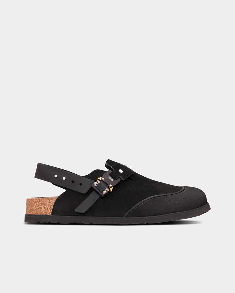 Dior x Birkenstock Tokio Black Nubuck Calfskin Mules - 1