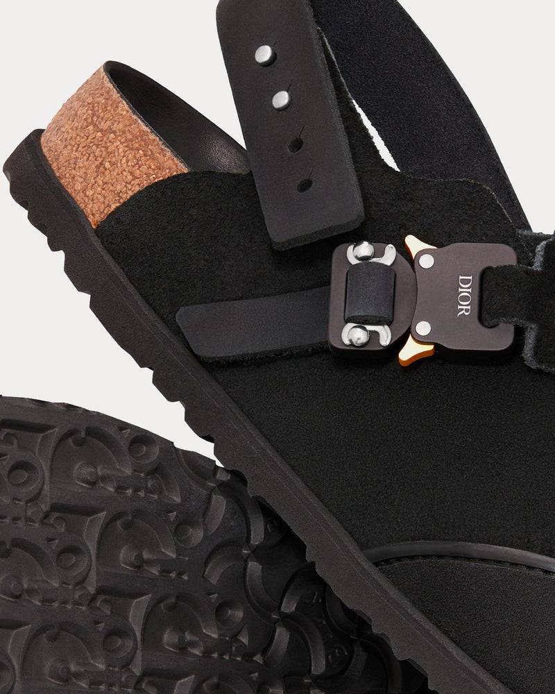 Dior x Birkenstock Tokio Black Nubuck Calfskin Mules - 5