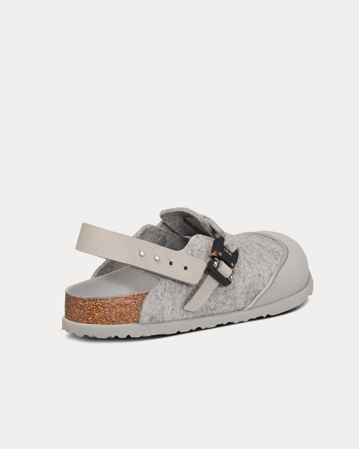 Dior x Birkenstock Tokio Dior Gray Felted Wool and Nubuck Calfskin Mules - 4