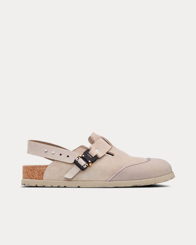 Dior x Birkenstock Tokio Greige Nubuck Calfskin Mules