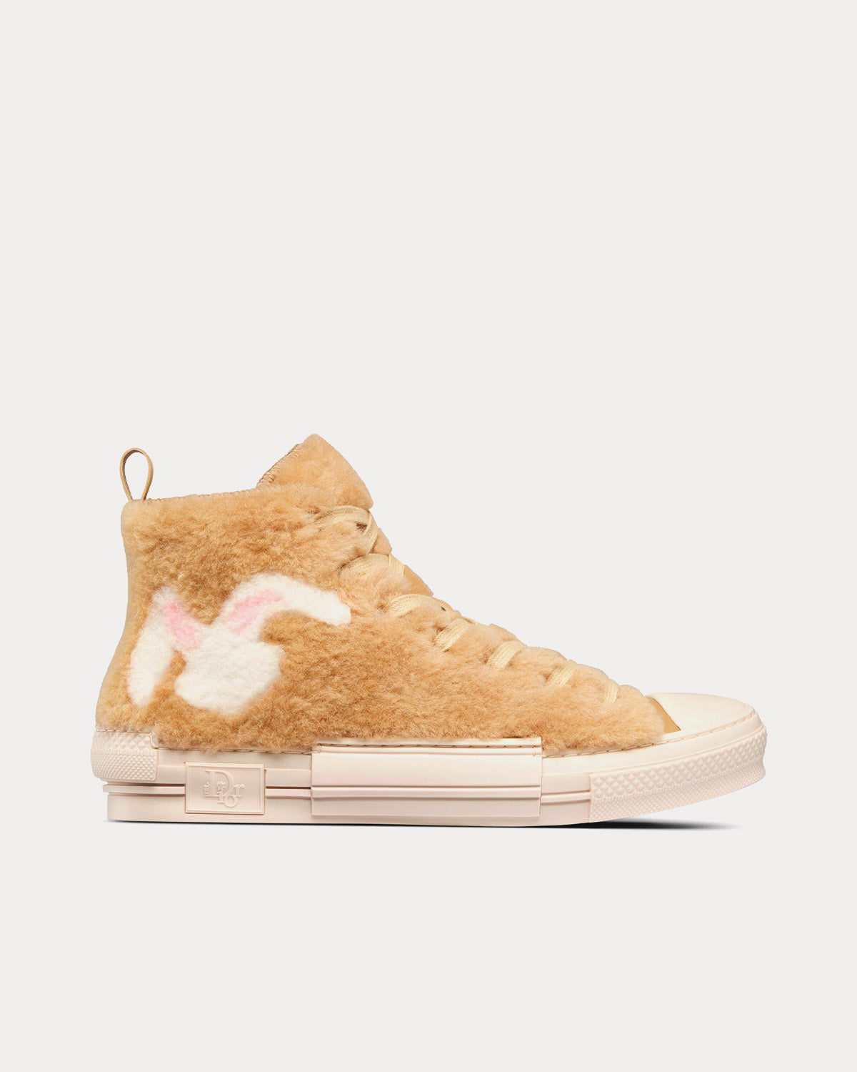 Dior x ERL B23 Beige Shearling with Rabbit Motif High Top Sneakers - 1