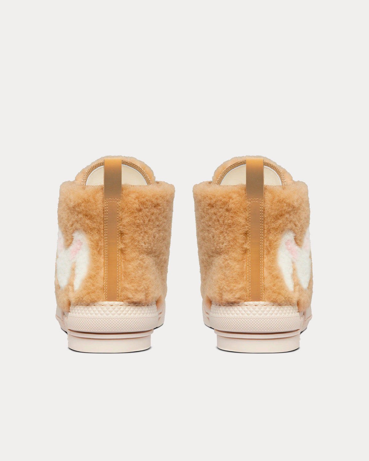 Dior x ERL B23 Beige Shearling with Rabbit Motif High Top Sneakers - 4