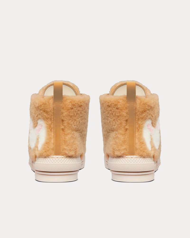 Dior x ERL B23 Beige Shearling with Rabbit Motif High Top Sneakers - 4