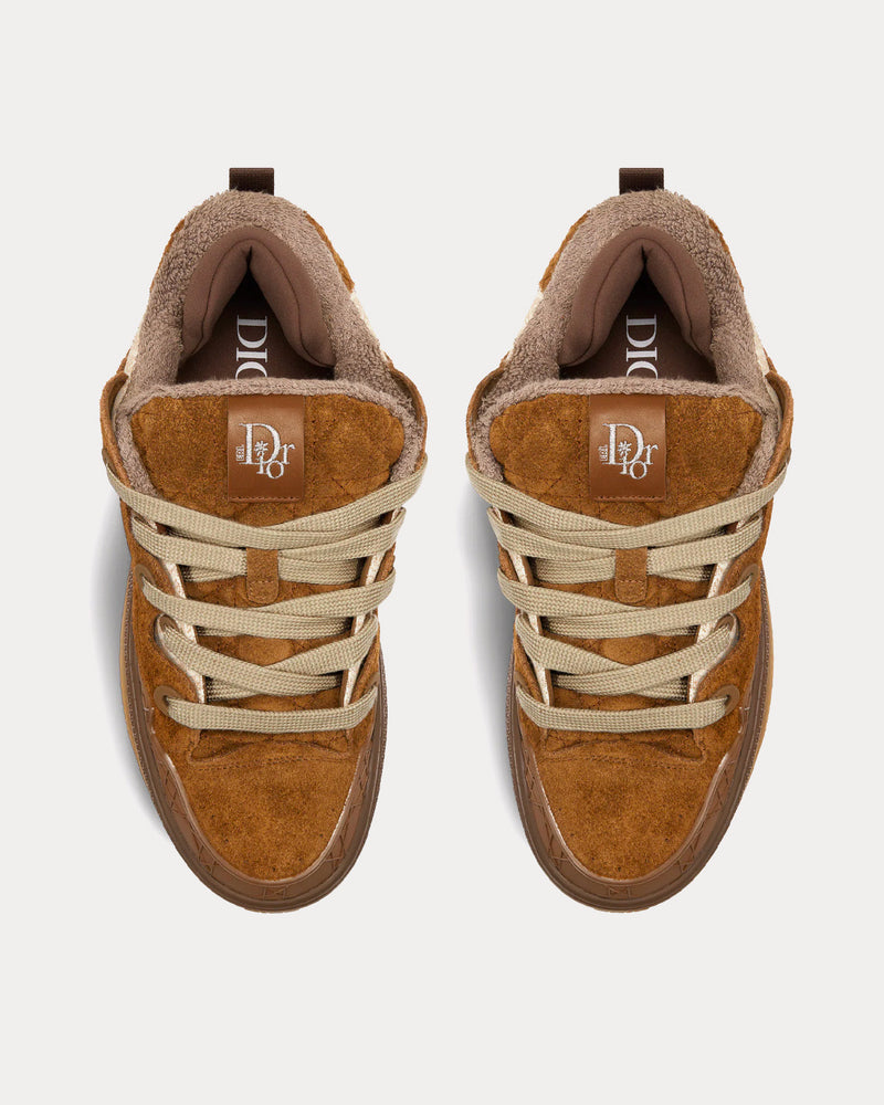 Dior x ERL B9S Skater Limited And Numbered Edition Brown Suede with Brown and Beige Dior Oblique Jacquard Low Top Sneakers - 2