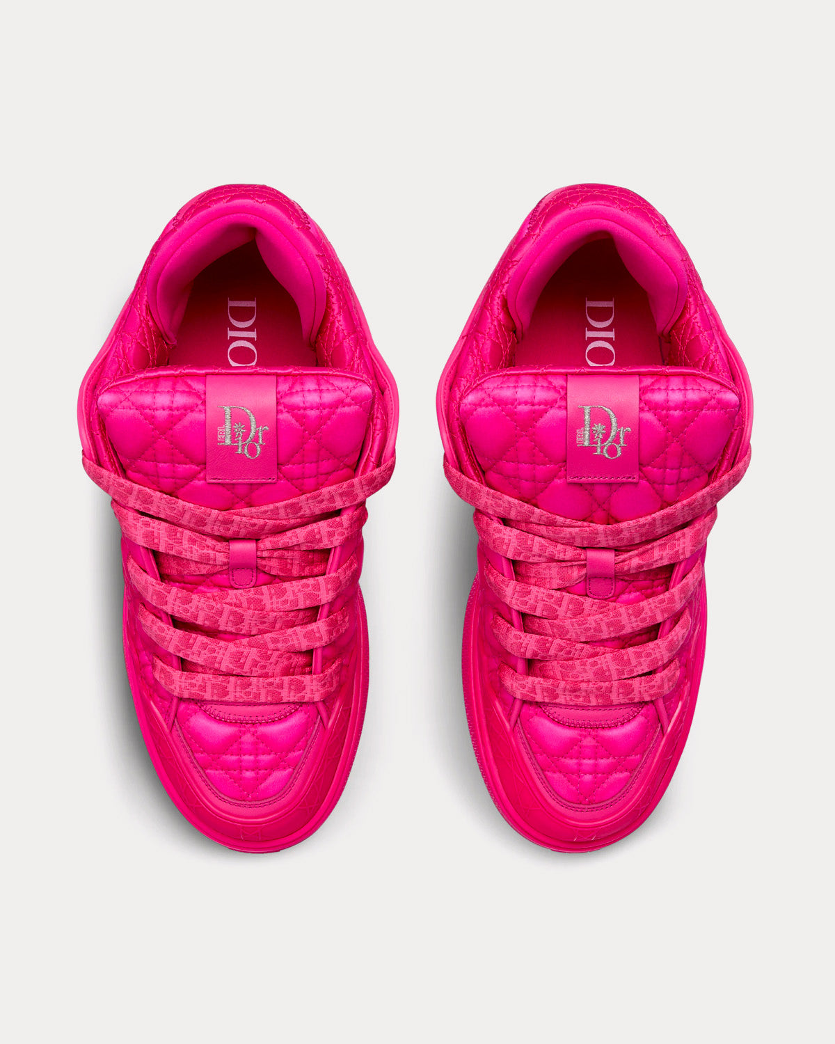 Dior x ERL B9S Skater Limited And Numbered Edition Fuchsia Kumo Cannage Satin Low Top Sneakers - 2