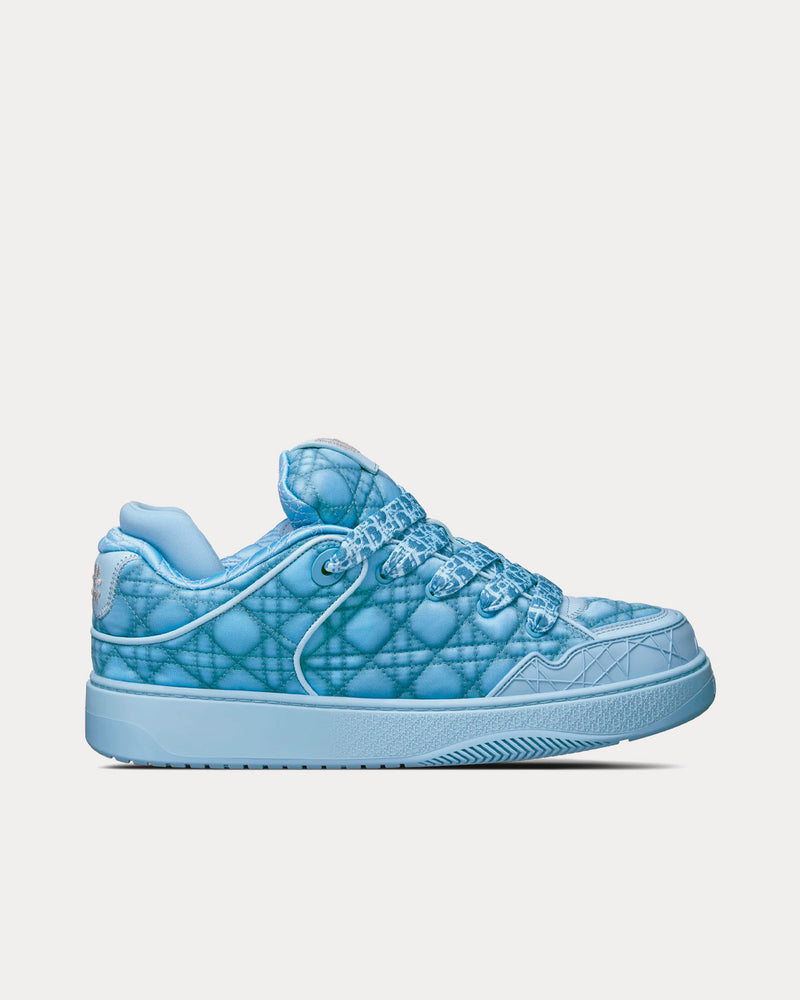 Dior x ERL B9S Skater Limited And Numbered Edition Blue Kumo Cannage Satin Low Top Sneakers - 1