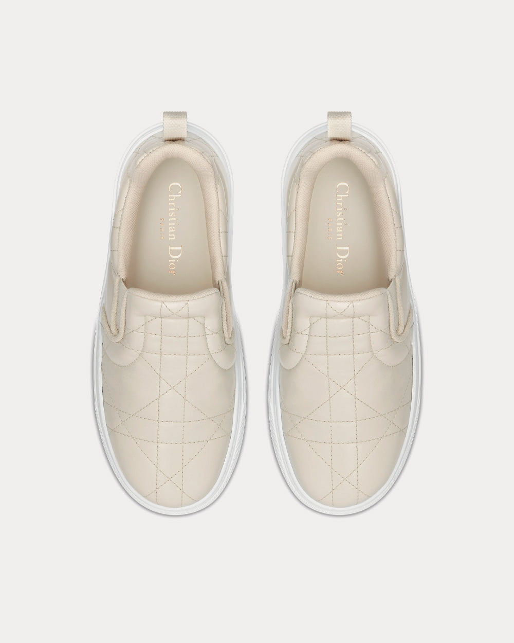 Dior Solar White Quilted Cannage Calfskin Slip On Sneakers - 2