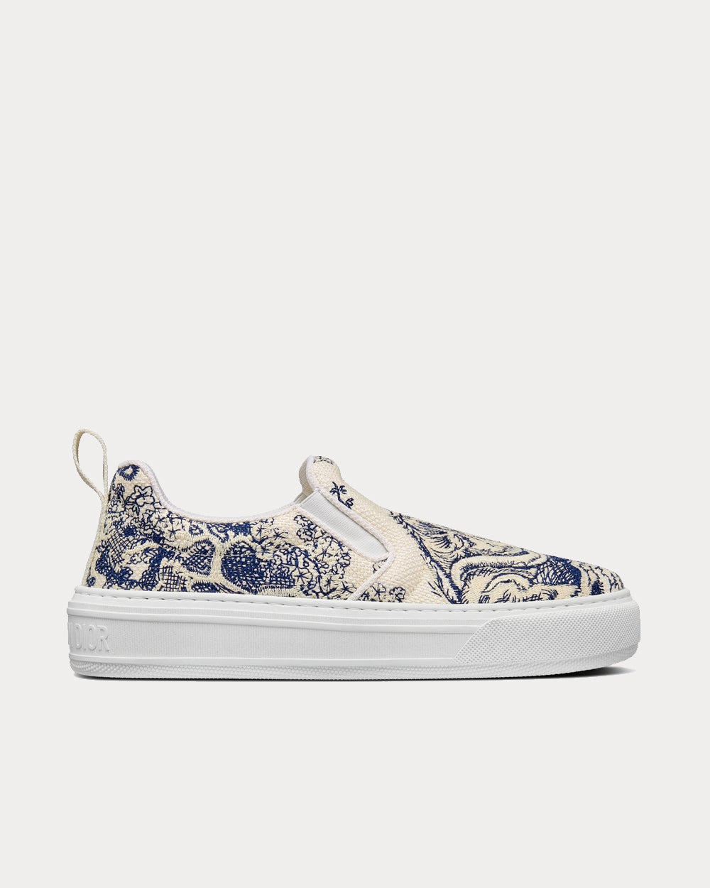 Dior Solar Blue and White Embroidered Cotton with Toile de Jouy Motif Slip On Sneakers - 1