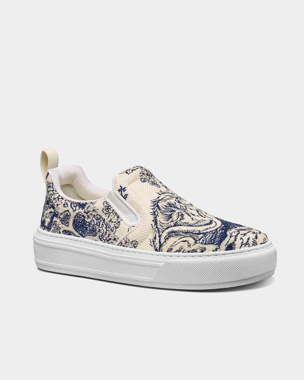 Dior Solar Blue and White Embroidered Cotton with Toile de Jouy Motif Slip On Sneakers - 2