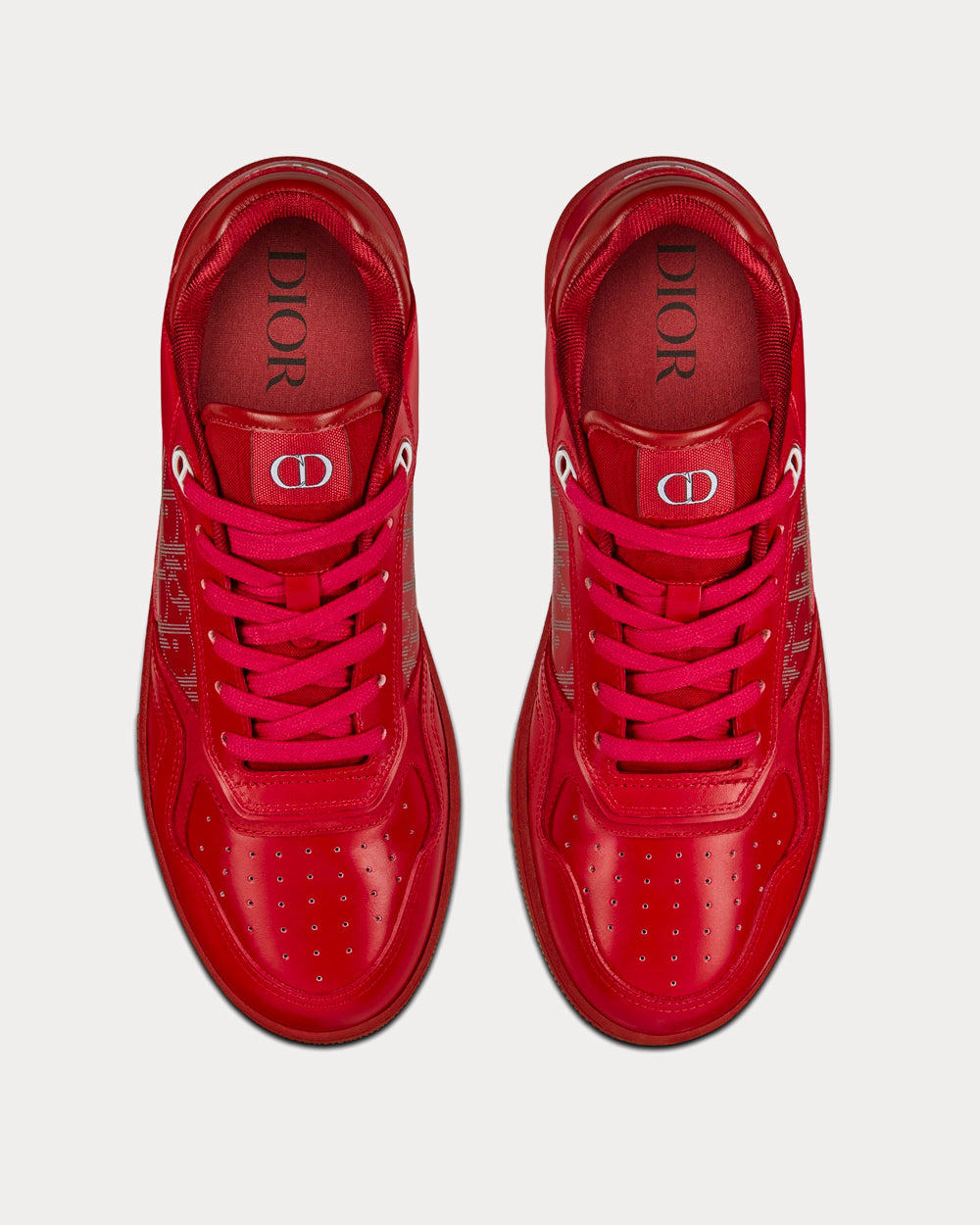 Dior World Tour B27 Red Dior Oblique Galaxy Leather with Smooth Calfskin and Suede Low Top Sneakers - 3