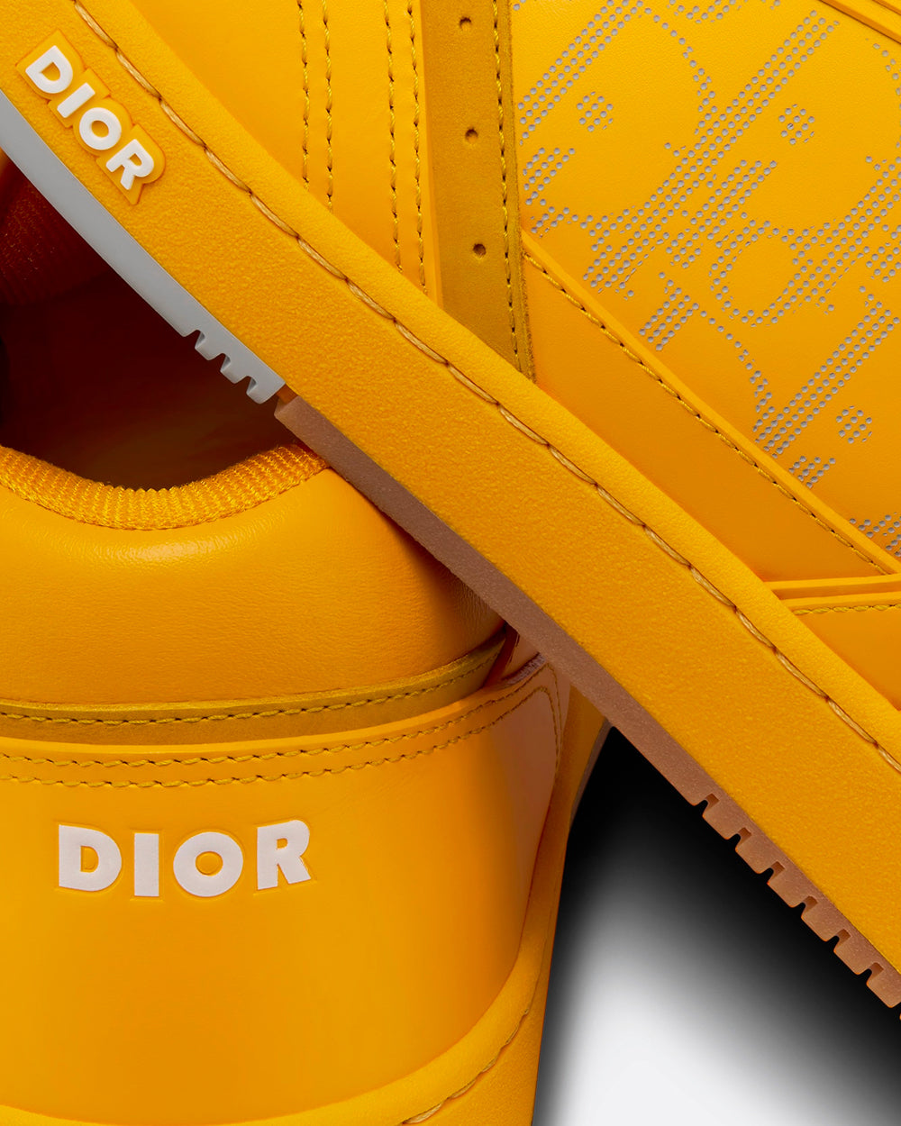 Dior World Tour B27 Yellow Dior Oblique Galaxy Leather with Smooth Calfskin and Suede Low Top Sneakers - 4