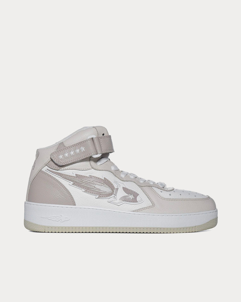 Enterprise Japan Rocket Mid White / Beige / Taupe High Top Sneakers - 1