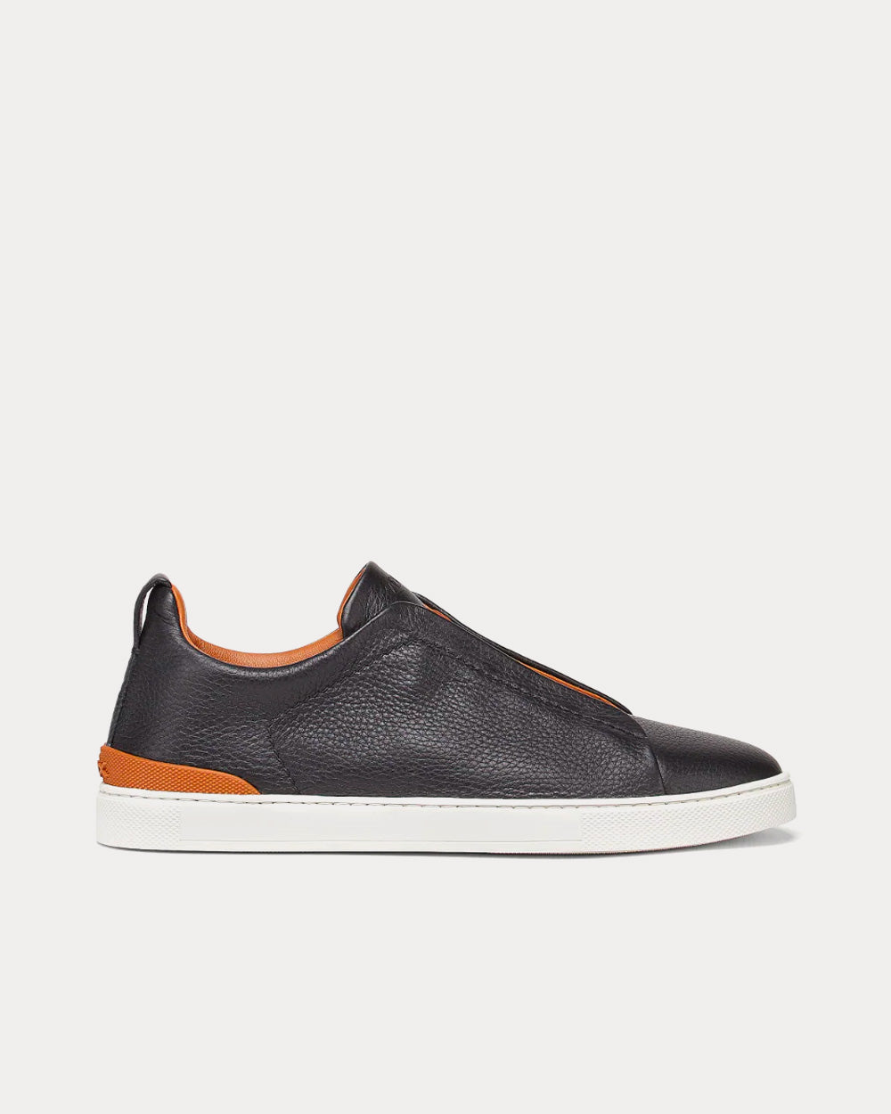 Ermenegildo Zegna Triple Stitch Deerskin Black Low Top Sneakers - 1