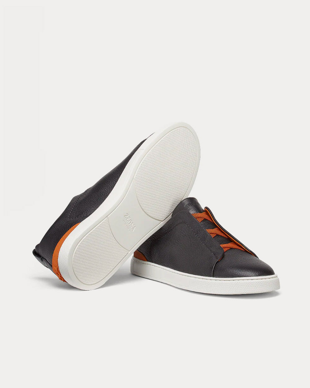 Ermenegildo Zegna Triple Stitch Deerskin Black Low Top Sneakers ...