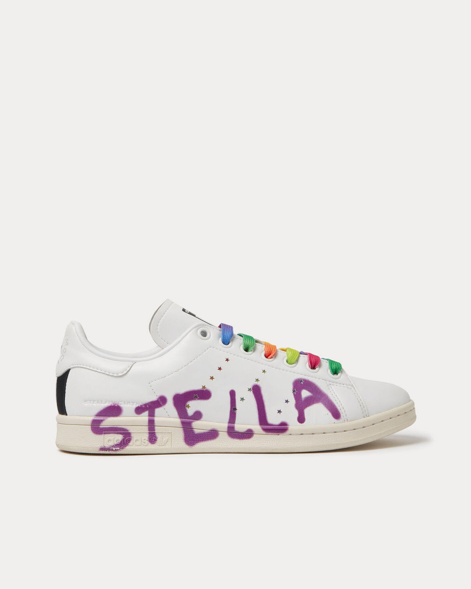 Adidas X Stella McCartney x Ed Curtis Vegan Stan Smith White Purple Low Top Sneakers Sneak in Peace