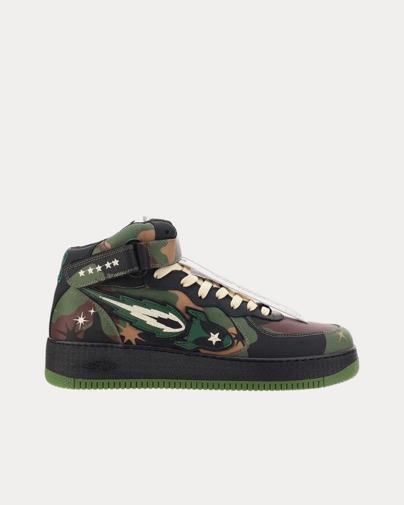 Enterprise Japan Leather Camo Mid Top Sneakers - 1