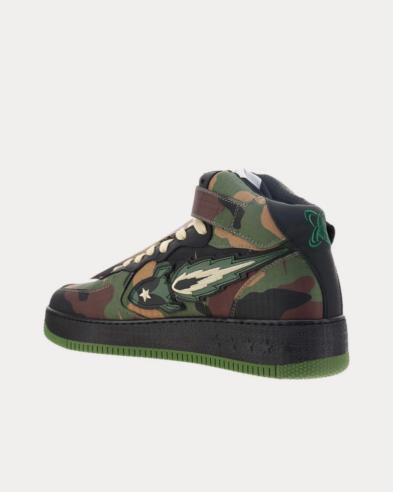 Enterprise Japan Leather Camo Mid Top Sneakers - 3