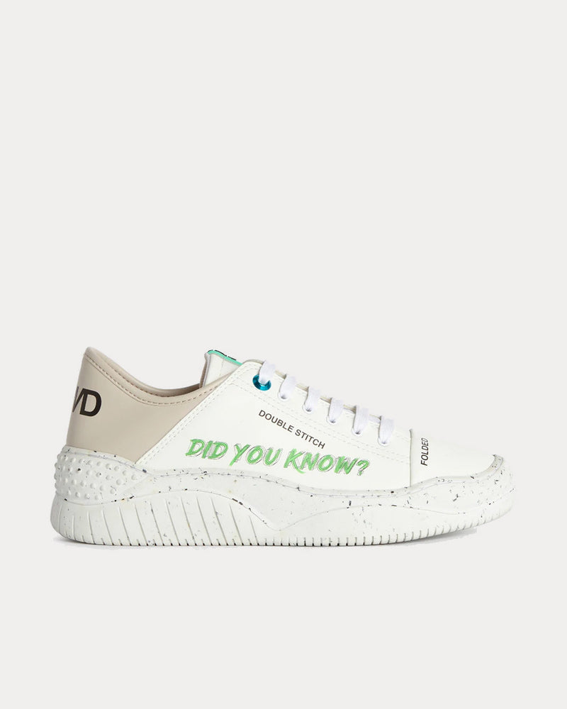 F_WD Vegan Leather Slogan White Low Top Sneakers - 1