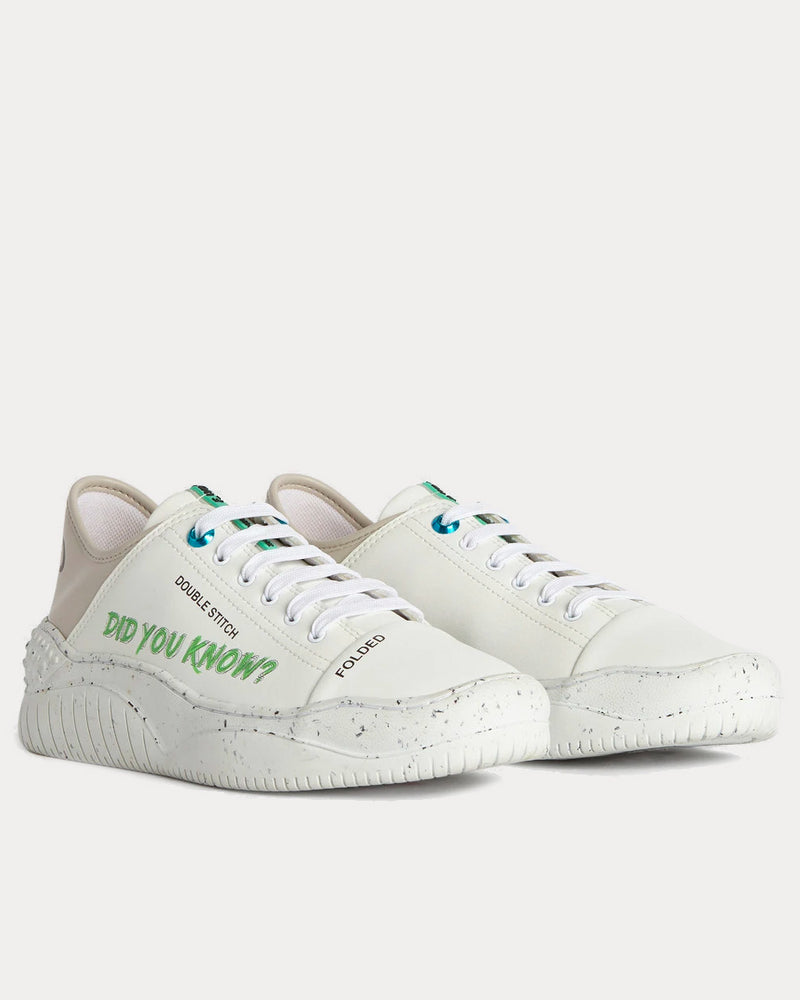 F_WD Vegan Leather Slogan White Low Top Sneakers - 2