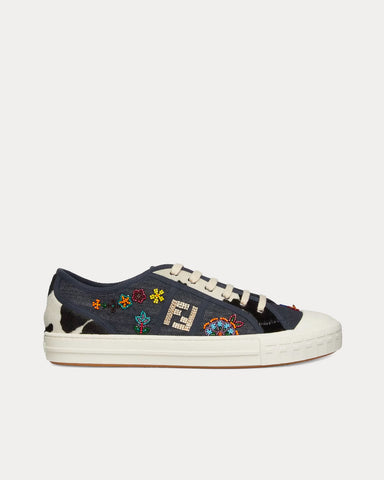 Fendi Domino Denim Blue Low Top Sneakers