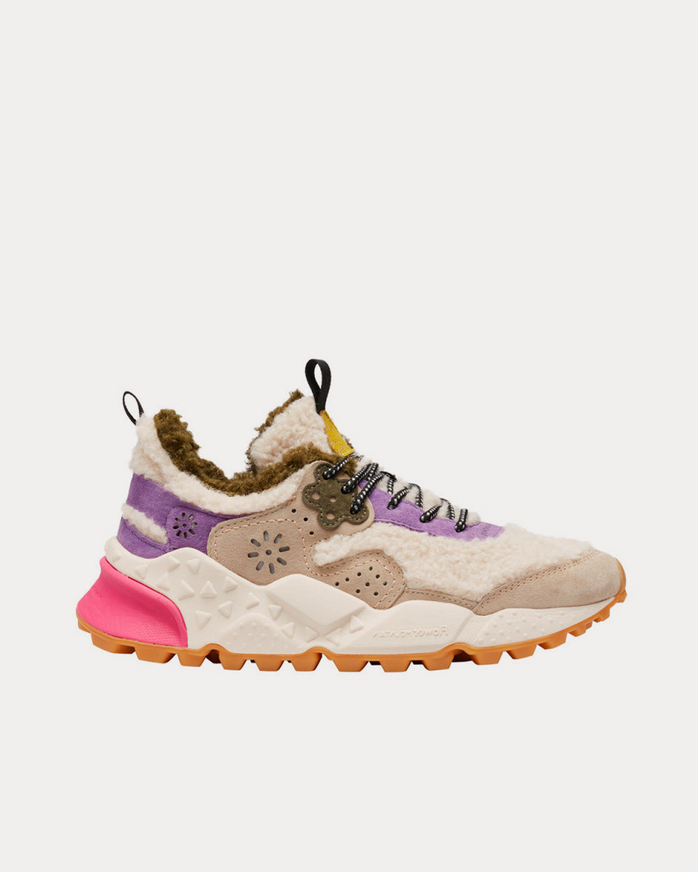 Flower Mountain Kotetsu Faux Shearling Beige / Purple Low Top Sneakers - 1