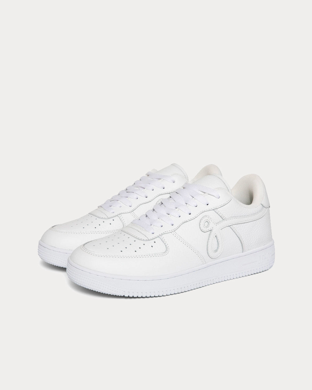 John Geiger GF-01 White Pebbled Leather / Pink Embroidery Low Top Sneakers - 2