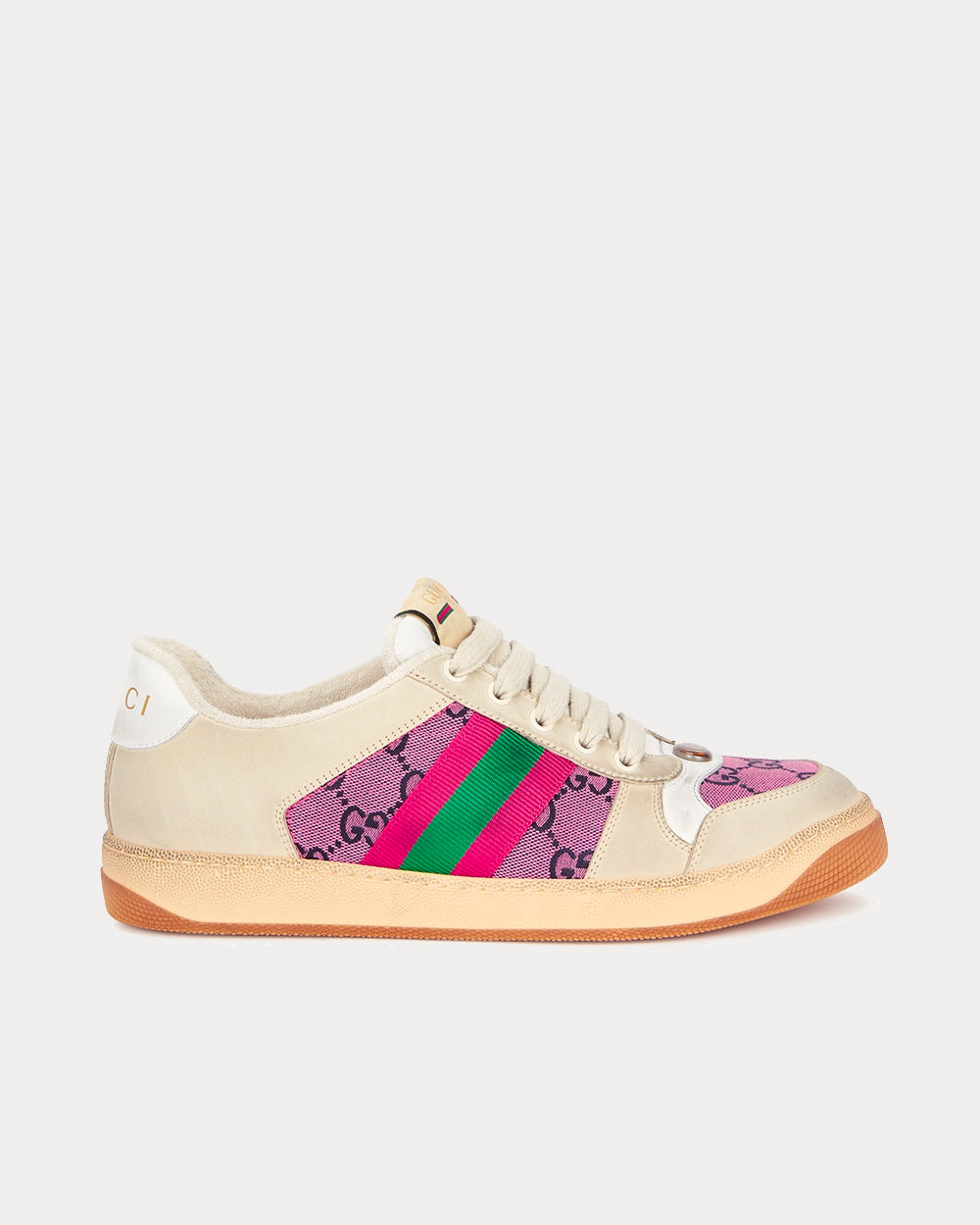 Gucci Screener GG Panelled Cream / Pink Low Top Sneakers - 1