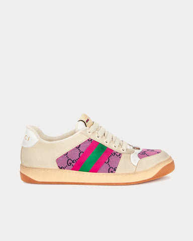 Gucci Screener GG Panelled Cream / Pink Low Top Sneakers