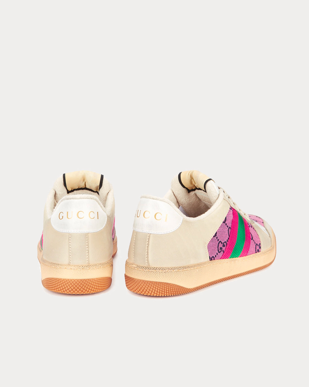 Gucci Screener GG Panelled Cream / Pink Low Top Sneakers - 3