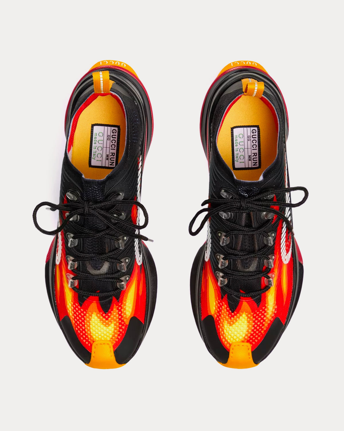 Gucci Run Flame Print Black / Orange Low Top Sneakers - 2