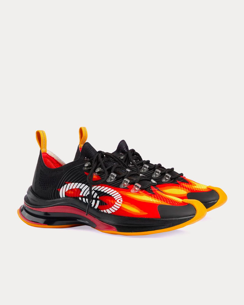 Gucci Run Flame Print Black / Orange Low Top Sneakers - 3