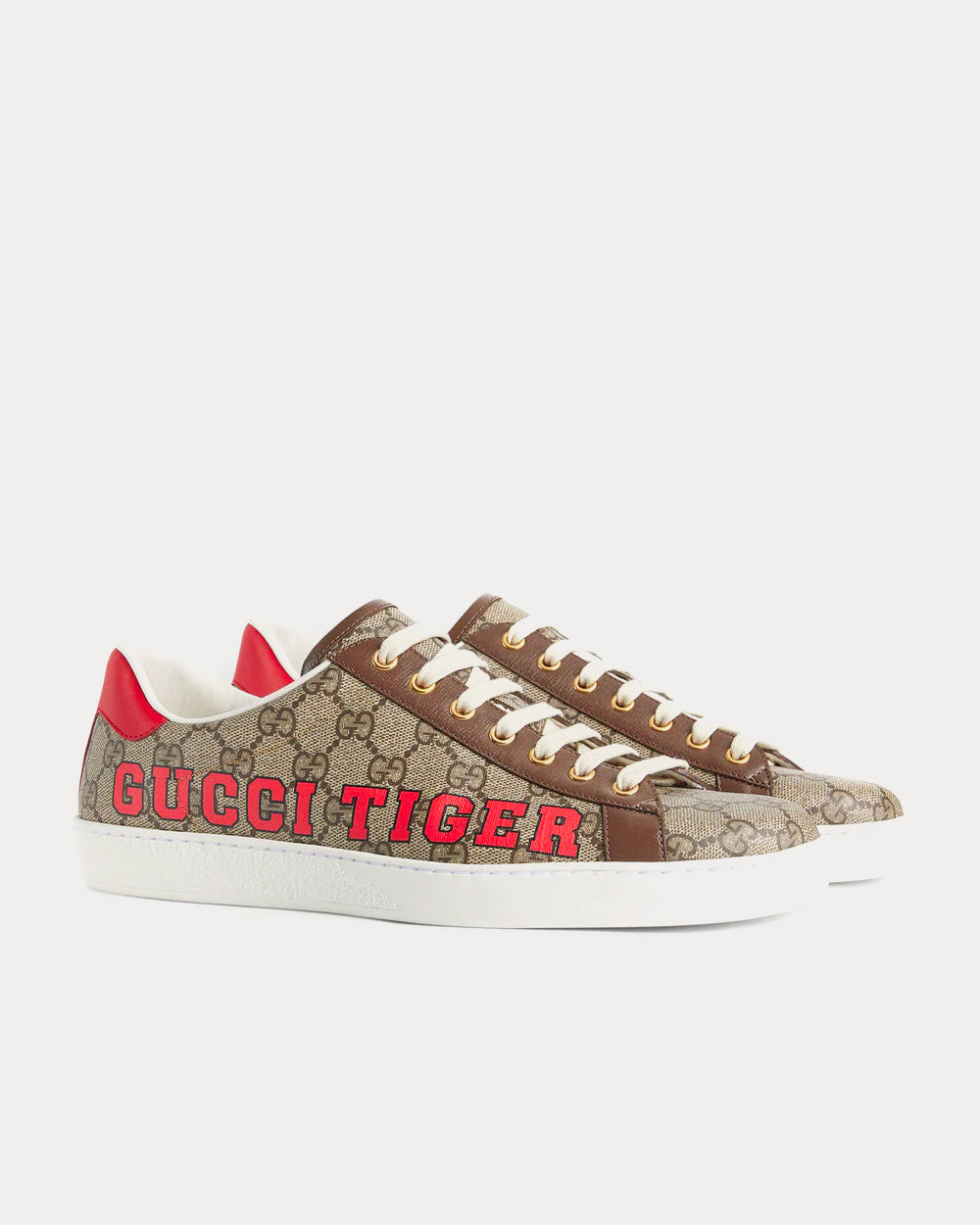 Gucci Tiger Ace Beige & Ebony GG Supreme Low Top Sneakers - 3