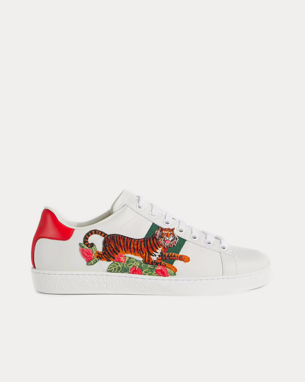 Gucci Tiger Ace Leather White Low Top Sneakers - 1