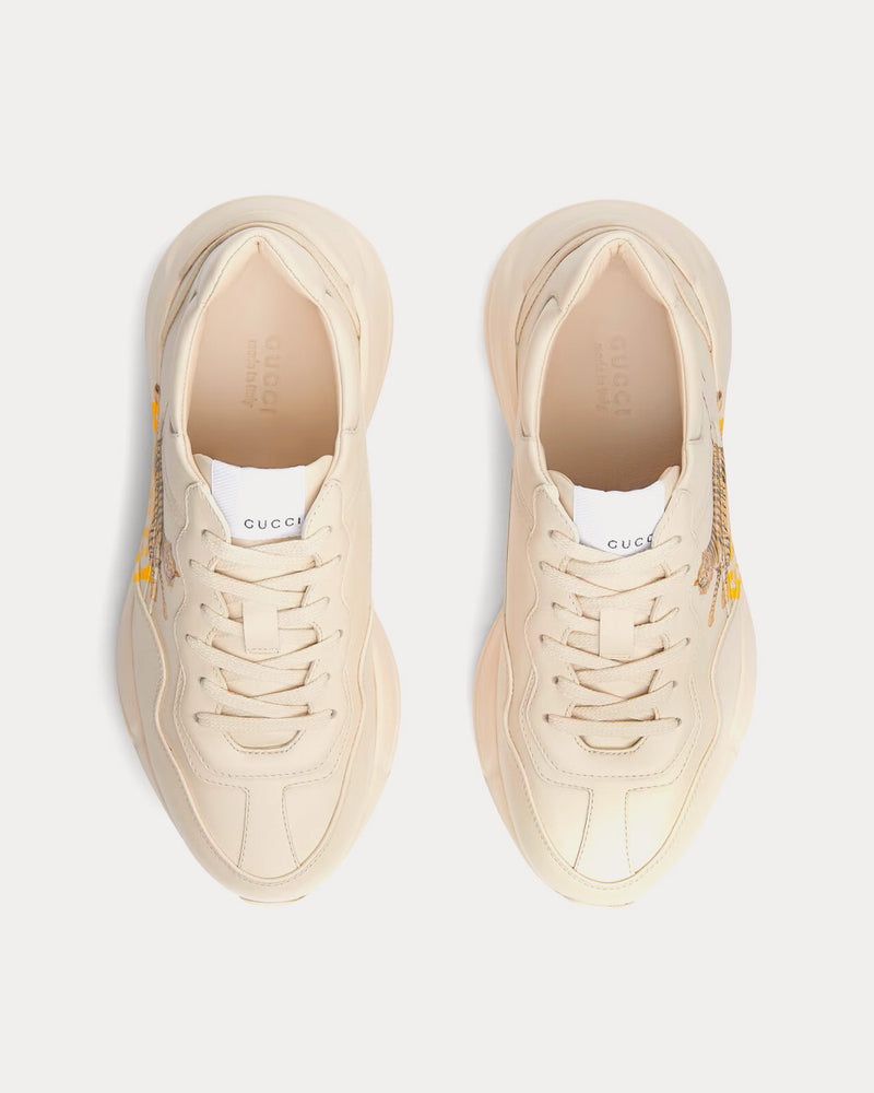 Gucci Tiger Rhyton Leather Ivory Low Top Sneakers - 2