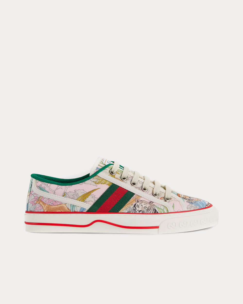 Gucci Tiger Tennis Flower Print Pink Low Top Sneakers - 1