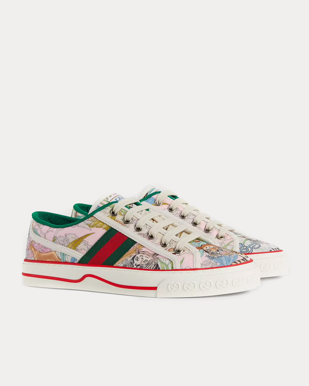 Gucci Tiger Tennis Flower Print Pink Low Top Sneakers - 3