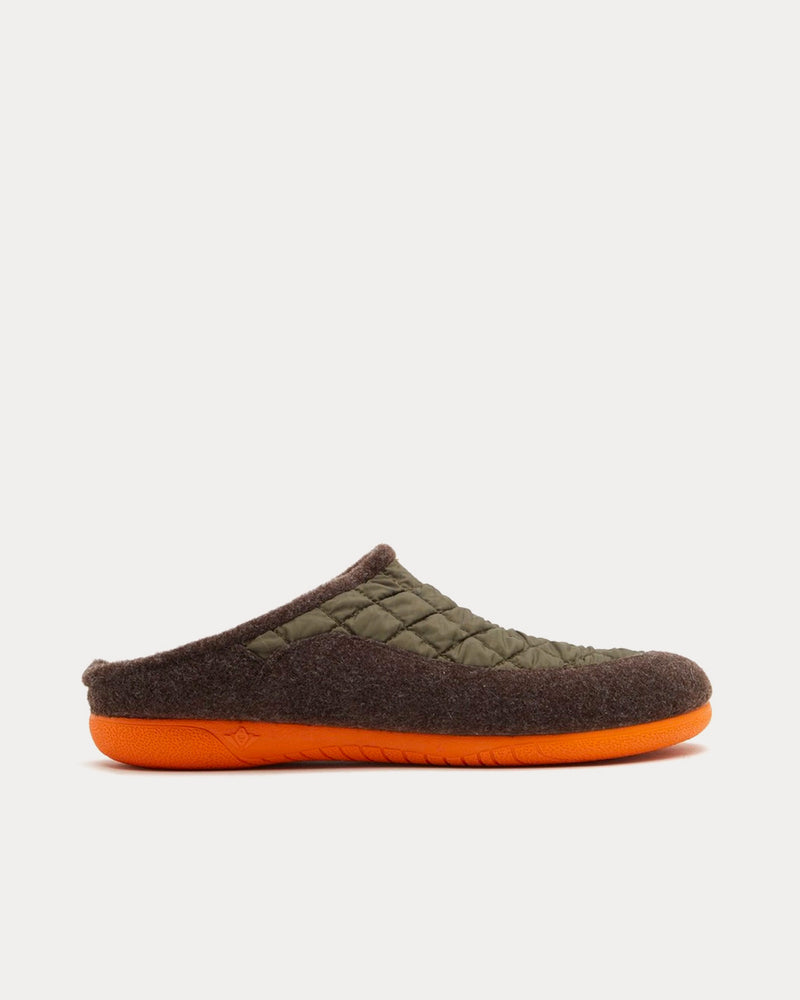 Gurus Room Cadiz Mule Khaki / Orange Slip Ons - 1