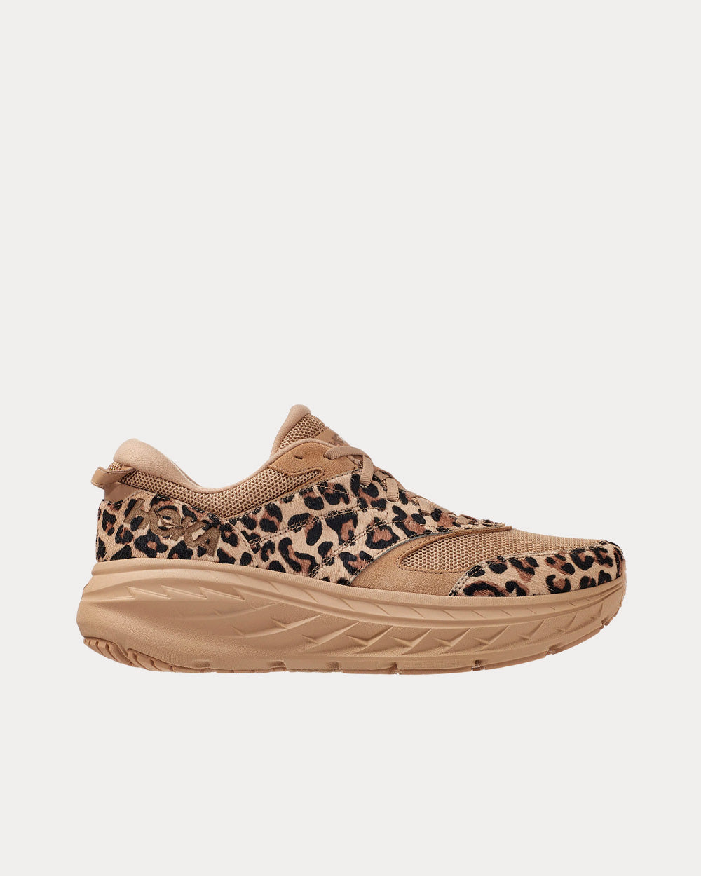 Hoka x Engineered Garments Bondi L Sand Leopard Print Running Shoes Sneak in Peace