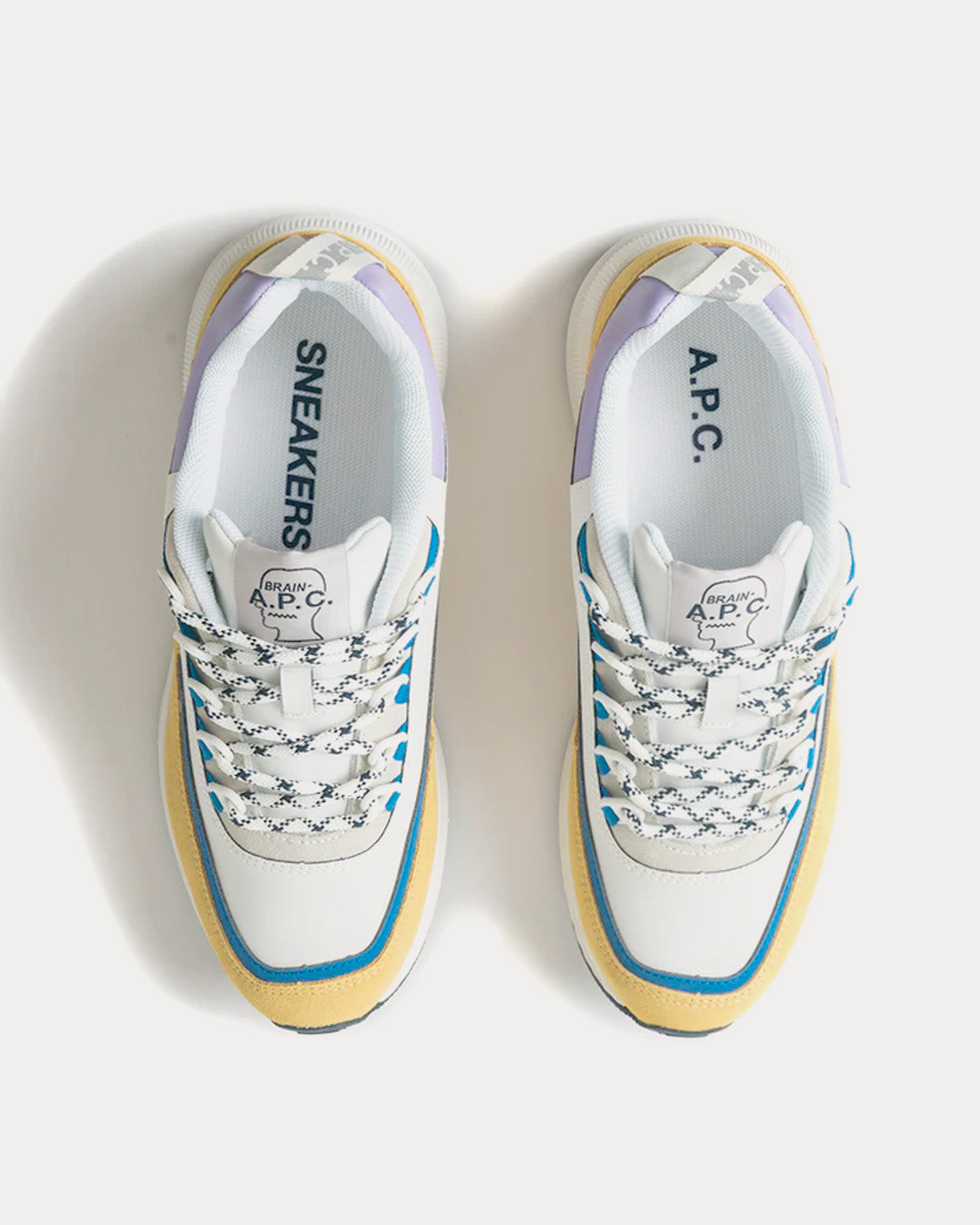 A.P.C. x Brain Dead Jay White / Yellow / Blue Low Top Sneakers - 2